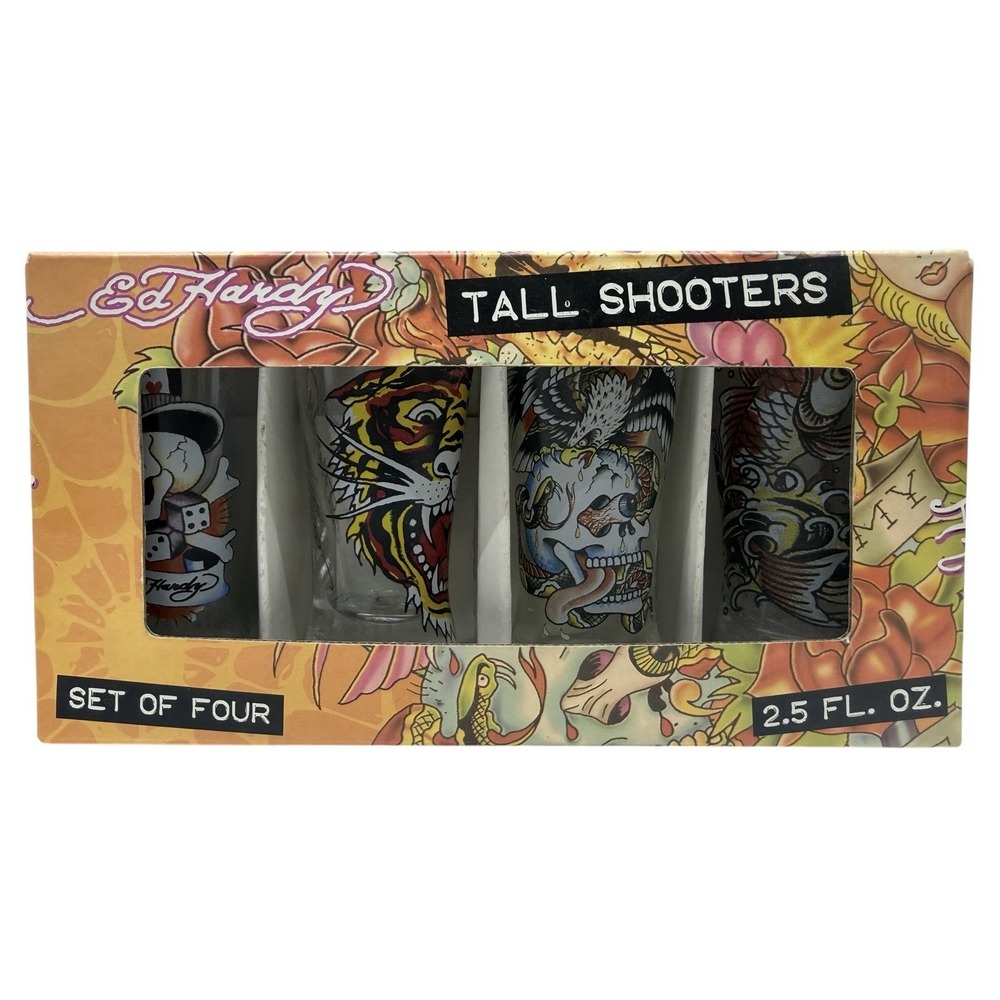Ed‎ Hardy- Tall Shooters- Set of Four- 2.5 FL. OZ.- Don/Ed Hardy Designs NEW